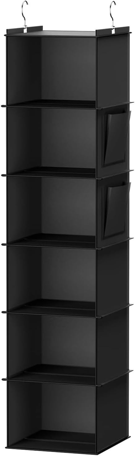 ANIS·KEAAR Large Hanging Closet Organizer and Storage,Collapsible 6-Shelf Washable Closet Hanging Storage Shelves for Bedroom,Bathroom (Grey)