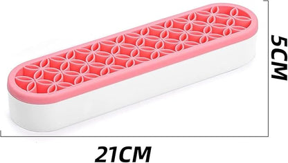 2 PCS Multi-Purpose Cosmetic Storage Box, Desktop Organizers Silicone Make Up Brush Storage Stand Desktop Storage Box for Brush,Pencil,Art Supplies, Painting Brush(Pink)