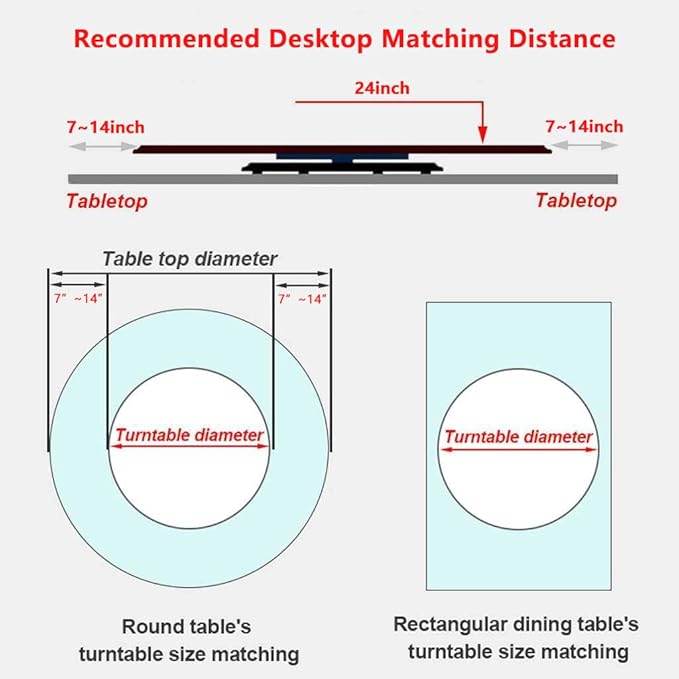 24" Glass Lazy Susan for Dining Table with 6 Rotating Wheels Table Top Centerpiece Kitchen Turntable Large Round Silent & Smooth Spin