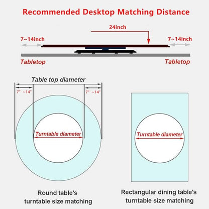 24" Glass Lazy Susan for Dining Table with 6 Rotating Wheels Table Top Centerpiece Kitchen Turntable Large Round Silent & Smooth Spin