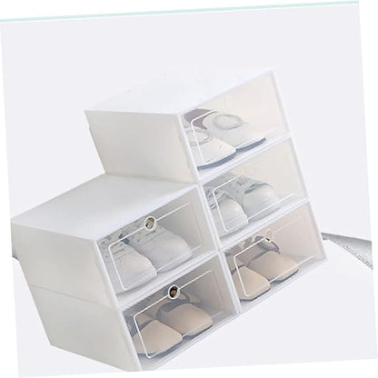 Ciieeo 12Pcs Stackable Shoe Storage Boxes Thickened Transparent Plastic Shoe Containers for Closet Organization for Sneakers and Accessories White