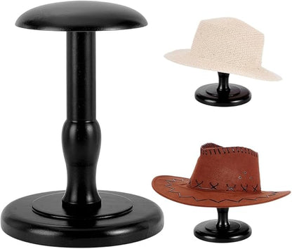 Cowboy Hat Stand Vintage Dome Dock Tabletop Hat Rack Holder Rustic Helmet Display Stand for Caps Wigs Helmet Cap Organizer Display Riser Decor for Home Desktop Shelf (Black)