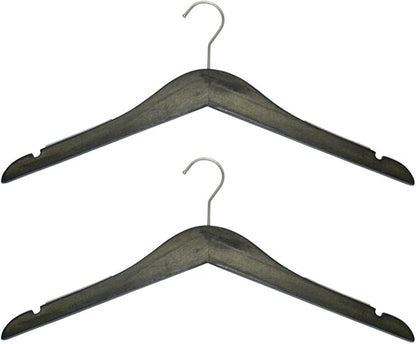Slim Luxe Wood Top Hangers, Heavy Duty Pants Hangers, Skirt Hangers, Coat Hangers- Clothes Hangers - Non Slip, Slim and Space Saving Hanger. (Ash Grey, 100)