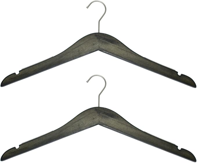 Slim Luxe Wood Top Hangers, Heavy Duty Pants Hangers, Skirt Hangers, Coat Hangers- Clothes Hangers - Non Slip, Slim and Space Saving Hanger. (Ash Grey, 24)