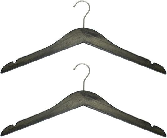 Slim Luxe Wood Top Hangers, Heavy Duty Pants Hangers, Skirt Hangers, Coat Hangers- Clothes Hangers - Non Slip, Slim and Space Saving Hanger. (Ash Grey, 24)