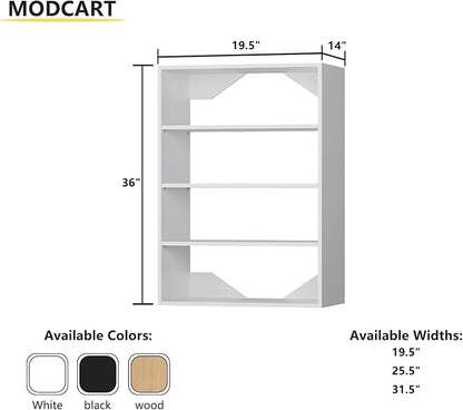 Short Tower Closet Unit, Modular Closet System, Wood Closet System Organizer with Storage for Walk In Closets, Clothing Rack Wardrobe Closet for Hanging Clothes, Bedroom, White, 19.5"W