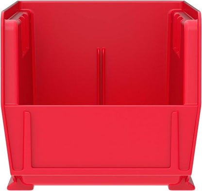 Akro-Mils 30230 AkroBins Plastic Storage Bins, Space-Saving Stackable Bins for Garage, Pantry, Craft Organization, 11" x 5" x 5", Red, 12-Pack
