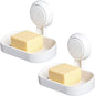 TAILI Soap Holder Soap Dish for Shower, Suction Cup Soap Holder for Shower Wall, Bathroom Accessories, Removable Strong Hold Soap Saver, Drill Free, White 2 Set