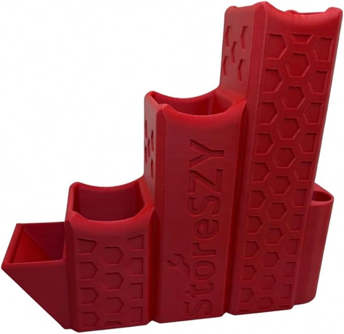 ZipStation Pro Zip Tie Organizer – 3 Tier Holder with Cutter Slot & Pen Storage – Magnetic Toolbox Organizer (Red)