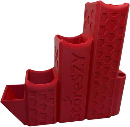 ZipStation Pro Zip Tie Organizer – 3 Tier Holder with Cutter Slot & Pen Storage – Magnetic Toolbox Organizer (Red)