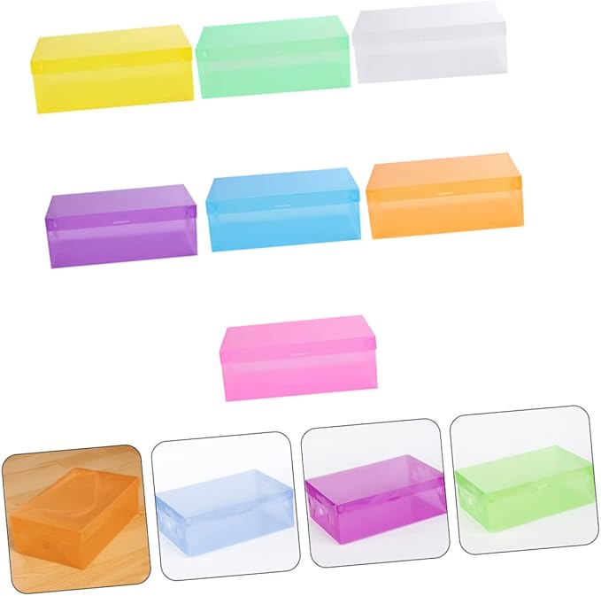 Homoyoyo 7pcs Stackable Transparent Shoe Storage Boxes Foldable Multi-color Design Pp Material for Organized Shoe Storage Home Closet Dorm