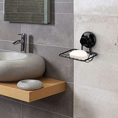 iPEGTOP Super Powerful Vacuum Suction Cup Shower Soap Dish - Strong Rustproof Stainless Steel Soap Saver Sponge Holder for Bathroom & Kitchen Sink, Black