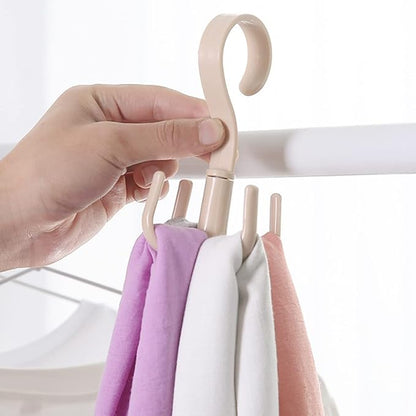 Space Saving Rotated Hanger Hooks Wardrobe Clothes Rack Hanger Organizer Bag Hanger Shoes Belt Scarf Hanging Rack Closet Hanger (Blue)