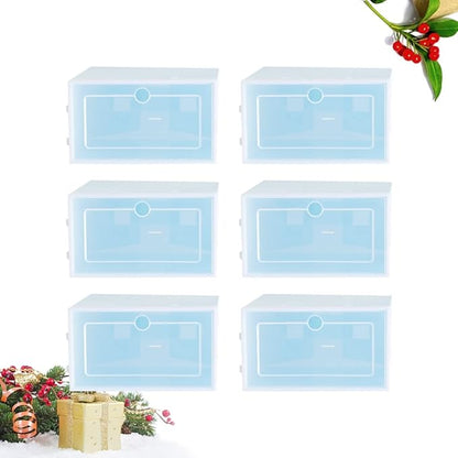 6pcs Shoe Organizer for Closet Stackable Shoes Storage Boxes Thicken Plastic Container Storage Bin Cubby