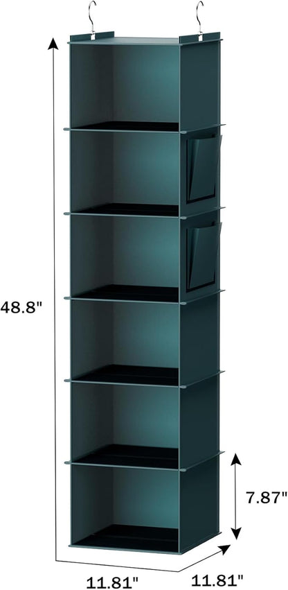 YOUDENOVA Hanging Closet Organizer, 6-Shelf Closet Hanging Storage Shelves, Green