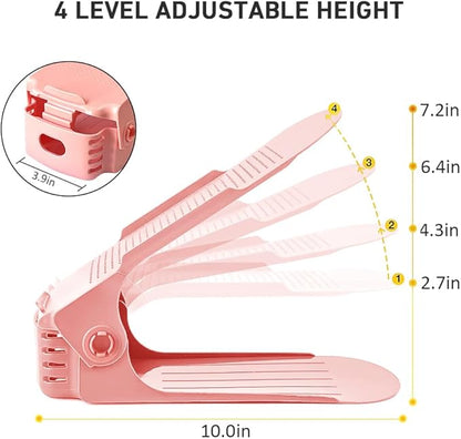 Shoe Slots Organizer 36 Pack - Shoe Organizer Space Saver 50%,Adjustable Thickening Shoe Stackers for a pair of Shoes,Shoe Storage Shoe Rack Holder for closet organization,organizador de zapatos,Pink