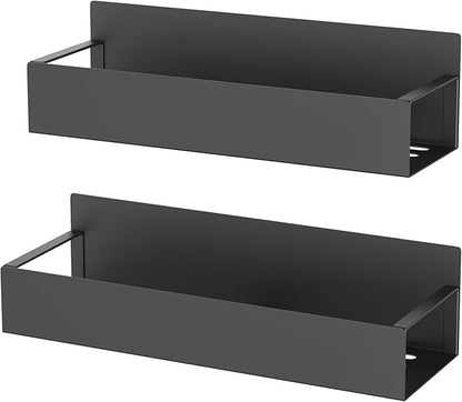 HuggieGems 2 Pack Magnetic Spice Storage Rack Organizer for Refrigerator and Oven, Matt Black Fridge Organizers and Storage