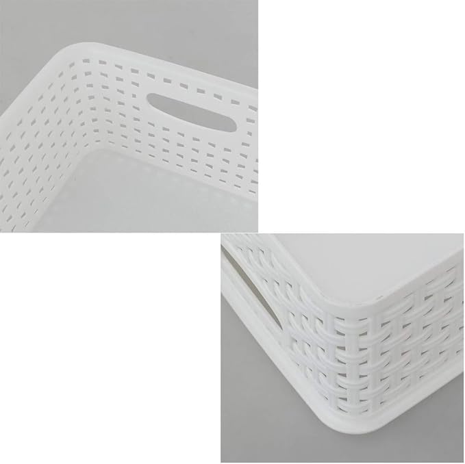 Plastic Weave Storage Basket Bin, 10" x 7.5" x 4", 6 Pack