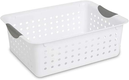 Sterilite Medium Ultra Basket, Closet Organizer Bin, Cabinets, Pantry, Shelving and Countertop Space, Open Container, White, 1-Pack