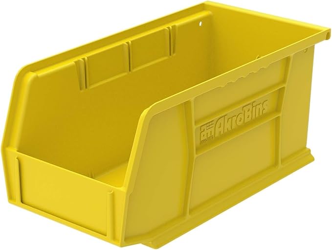 Akro-Mils 30230 AkroBins Plastic Storage Bins, Space-Saving Stackable Bins for Garage, Pantry, Craft Organization, 11" x 5" x 5", Yellow, 12-Pack