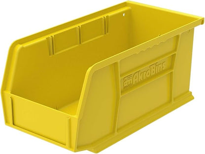 Akro-Mils 30230 AkroBins Plastic Storage Bins, Space-Saving Stackable Bins for Garage, Pantry, Craft Organization, 11" x 5" x 5", Yellow, 12-Pack