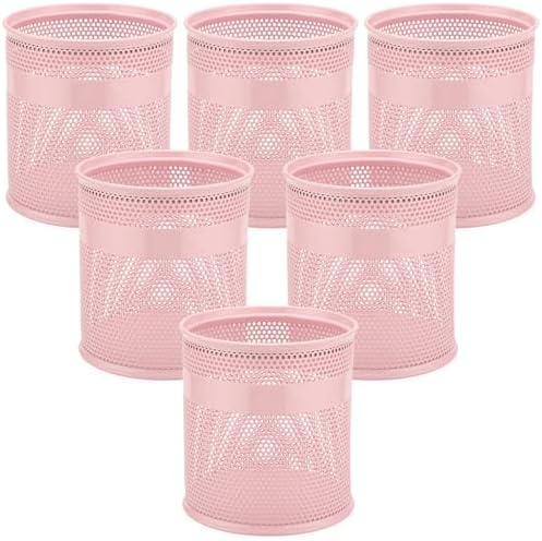 Segarty Pencil Holder, 6 Pack Pink Pen Holder for Desk, 3.9 x 4.2 inch Large Mesh Round Pen Cup Container Set Desktop Accessories Organizer for Office Supply, School Classroom, Makeup Brush by Segarty
