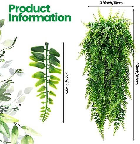 Geosar 20 Pcs Artificial Hanging Plants Boston Ferns 32 Inch Plastic - Image 2