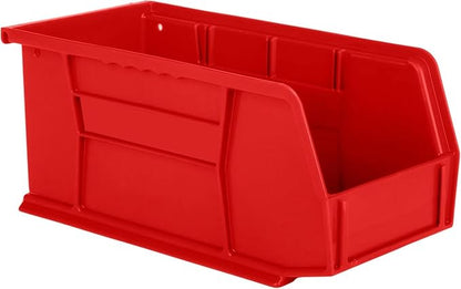 Hudson Exchange 11" x 5-1/2" x 5" (6 Pack) Plastic Stackable Storage Bin and Hanging Container, Red