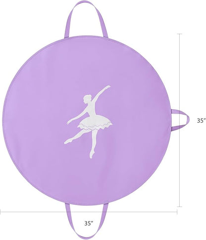 KEEGH Girls Tutu Garment Bag 35 Inch Ballet Tutu Bag, Foldable Dance Costume Garment Bag for Hanging Clothes, Pancake Dance Bag for Dancers with Handle Strap for Travel or Storage, Purple