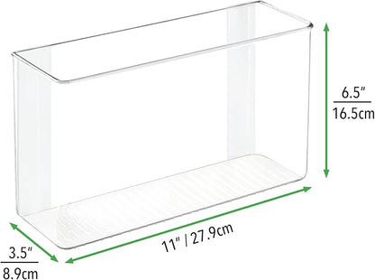 mDesign Plastic Adhesive Mount Storage Organizer Container for Kitchen or Pantry Wall Organization - Space Saving Holder for Sandwich Bags, Foil - 11" Wide - Ligne Collection - 4 Pack - Clear