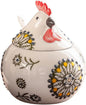 Ceramic Chicken-Shaped Seasoning Jar, Kitchen Condiment Box with Spoon and Lid, Moisture-Proof Household Storage Container (Green)