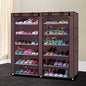 LIKOVSCI Shoe Rack Tool Free Easy Assembled Shoe Shelf Storage Organizer with Dustproof Nonwoven Fabric Cover (Coffee, 6-Tier 2-Row)