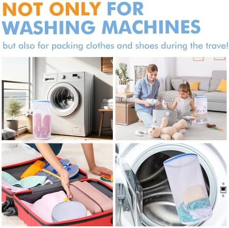 2 Pack Shoes Wash Bags,Shoe Washing Machine Bag,shoe laundry bag for washing machine，Honeycomb Mesh Laundry Bags with Zipper for Sneakers,Running Shoes,Sock,Bras,Delicates and Toys（14 in x 7.8 in） - Image 6