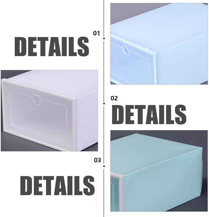 4pcs Large Plastic Shoe Storage Boxes with Drawer-type Dustproof Flip-top Design Stackable Shoe Organizer for Home Closet Multipurpose Storage Containers