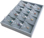 Premium Quality Grey Velvet Stackable Organizer Tray Pendant Necklace Jewelry Storage Store Home Drawer Closet Inserts Dividers with Removable Tabs