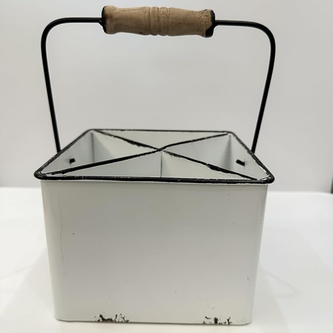 Portable Metal Storage Caddy Organizer with 4 Compartments & Handle, Perfect for Neatly Sorting Kitchen, Office & Bathroom Items，