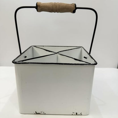 Portable Metal Storage Caddy Organizer with 4 Compartments & Handle, Perfect for Neatly Sorting Kitchen, Office & Bathroom Items，