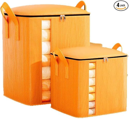 Heavy Duty Moving Bags, Large Reusable Moving Totes with Strong Handles, Waterproof Packing Bags for Moving & Storage, Space Saving Moving Bags for Clothes, Bedding, Toys.(4pcs Medium)