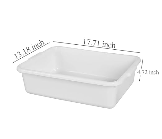 4-Pack Bus Box, 13 L Commercial Plastic Bus Tubs, White Wash Dish Basin