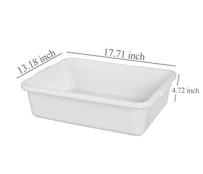 4-Pack Bus Box, 13 L Commercial Plastic Bus Tubs, White Wash Dish Basin