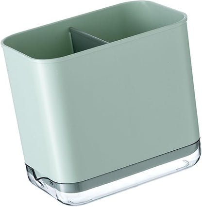 Kitchen Utensil Holder, Silverware Drying Basket Cutlery Drainer Caddy Silverware Cutlery Organizer Flatware Holder with 2 Compartments (Green)