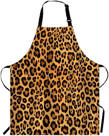 WONDERTIFY Leopard Print Apron,Wild Animal Leopard Skin Cheetah Pattern Bib Apron with Adjustable Neck for Men Women,Suitable for Home Kitchen Cooking Waitress Chef Grill Bistro Baking BBQ Apron by WONDERTIFY