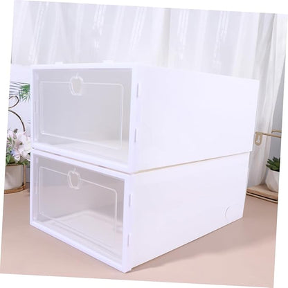 Alipis 6pcs Stackable Shoe Storage Box Drawer Type Organizer for High Heels Sneakers Slippers and Boots Multi-purpose Footwear Container for Entryway and Closet