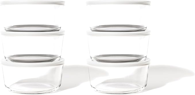 12-Piece Glass Food Storage Containers Set (6 Containers + 6 BPA-Free Lids) | 2-Cup, Leakproof | Microwave, Freezer, Oven & Dishwasher Safe | Ideal for Meal Prep & Pantry Organization, Beige