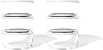 12-Piece Glass Food Storage Containers Set (6 Containers + 6 BPA-Free Lids) | 2-Cup, Leakproof | Microwave, Freezer, Oven & Dishwasher Safe | Ideal for Meal Prep & Pantry Organization, Beige