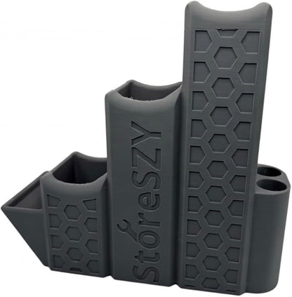 ZipStation Pro Zip Tie Organizer – 3 Tier Holder with Cutter Slot & Pen Storage – Magnetic Toolbox Organizer (Grey)