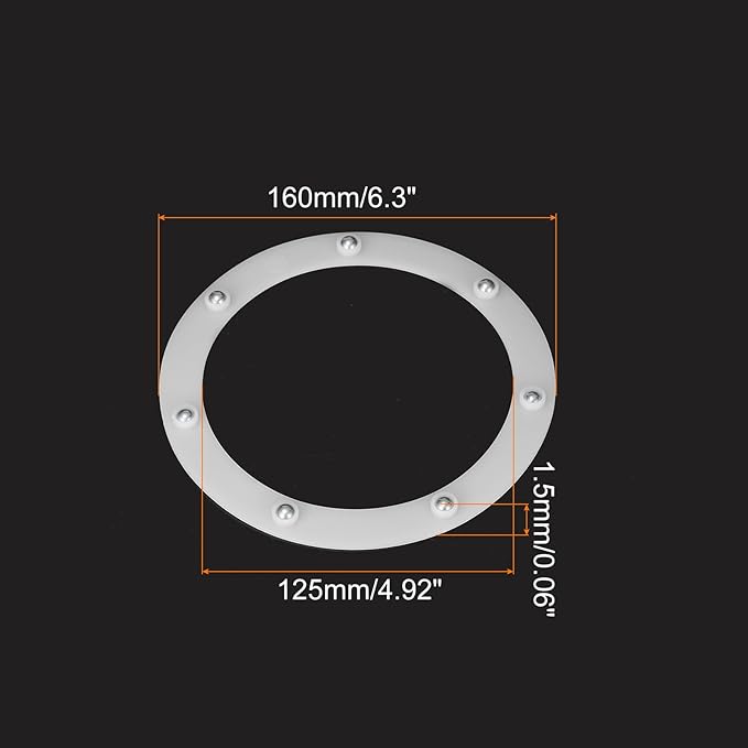 MECCANIXITY 7inch Rotating Swivel Stand with Steel Ball Bearings Annular Lazy Susan Base Turntable for Kitchen Corner Cabinets, 160 x 125mm White Pack of 6