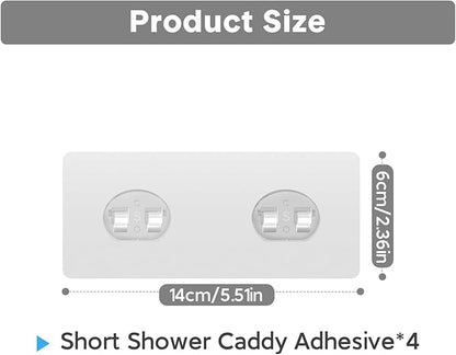 4 Pack Shower Caddy Adhesive Replacement, Strong Adhesive Hooks for Shelf, Waterproof Shower Adhesive Strips, No Drilling, for Bathroom Storage Shelves and Kitchen Racks