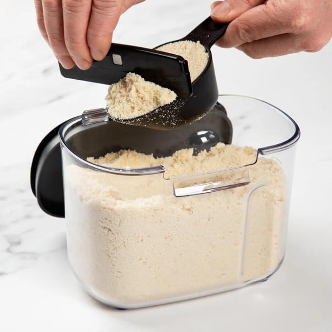 ProKeeper+ by Progressive International Clear Plastic Airtight Food Baker's Kitchen Storage Organization Container Canister Set with Magnetic Accessories (Specialty Flour 1.5-Quart)
