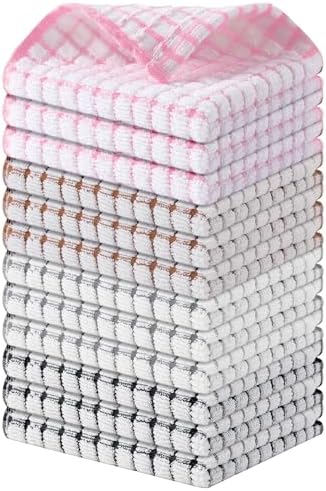 Kitinjoy Cotton 12 Pack Terry Kitchen Dish Cloths, Mix Color by Kitinjoy
